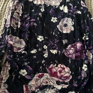 LuLaRoe Black and Purple Floral Skirt